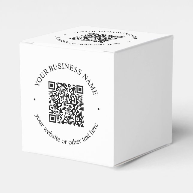 Your Uploaded QR code Plus Editable Circular Text Favour Box (Front Side)