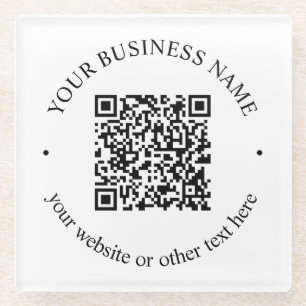 Your Uploaded QR code Plus Editable Circular Text Glass Coaster