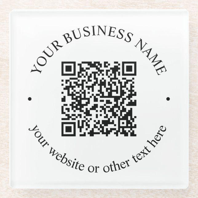 Your Uploaded QR code Plus Editable Circular Text Glass Coaster (Front)