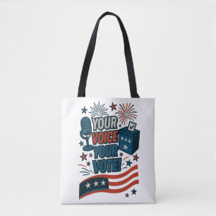 Your Voice Your Vote Patriotic Election Tote Bag