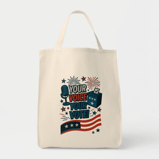 Your Voice Your Vote Patriotic Election  Tote Bag (Front)