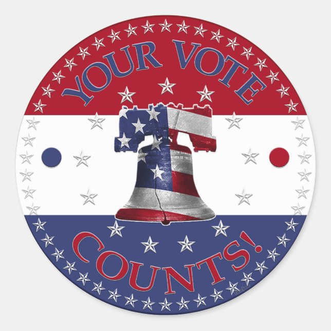 Your Vote Counts Liberty Bell Classic Round Sticker (Front)