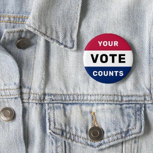 Your Vote Counts Patriotic American Election 2024 6 Cm Round Badge