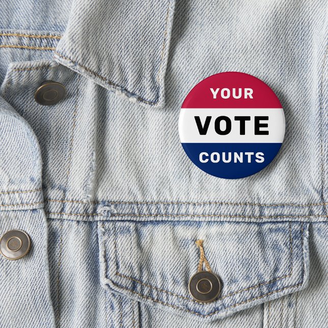 Your Vote Counts Patriotic American Election USA 6 Cm Round Badge (Your Vote Counts Patriotic American Election USA Button)