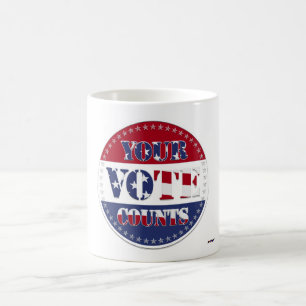 YOUR VOTE COUNTS Round with US Flag & 50 Stars Coffee Mug