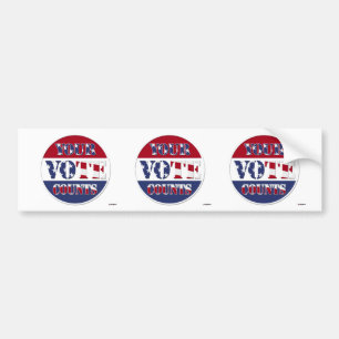 YOUR VOTE COUNTS! Round with US Flag Bumper Sticker