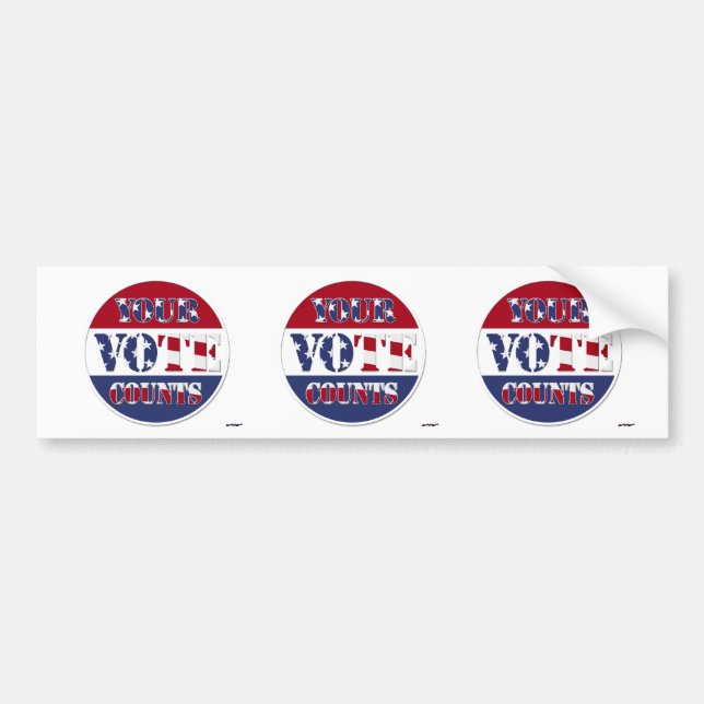 YOUR VOTE COUNTS! Round with US Flag Bumper Sticker (Front)