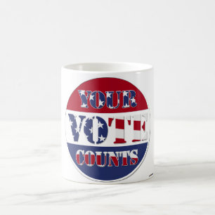 YOUR VOTE COUNTS! Round with US Flag Coffee Mug