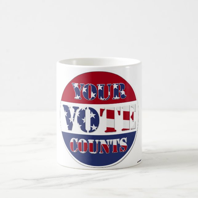 YOUR VOTE COUNTS! Round with US Flag Coffee Mug (Center)