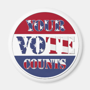 YOUR VOTE COUNTS! Round with US Flag Magnet