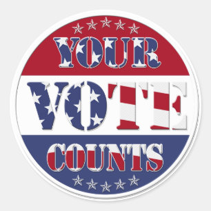 YOUR VOTE COUNTS Round with US Flag & Stars Classic Round Sticker