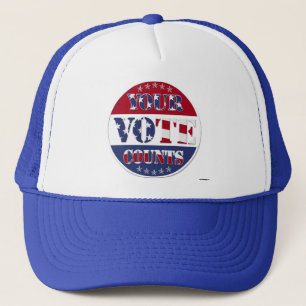 YOUR VOTE COUNTS Round with US Flag & Stars Trucker Hat