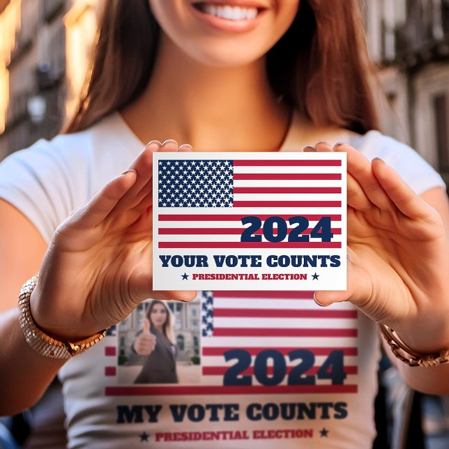 Your Vote Counts USA Flag 2024 Election Postcard (You can change the year as necessary on this postcard. Let  your friends know that their vote counts)
