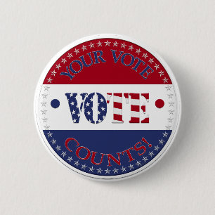 Your Vote Counts USA Flag VOTE 6 Cm Round Badge