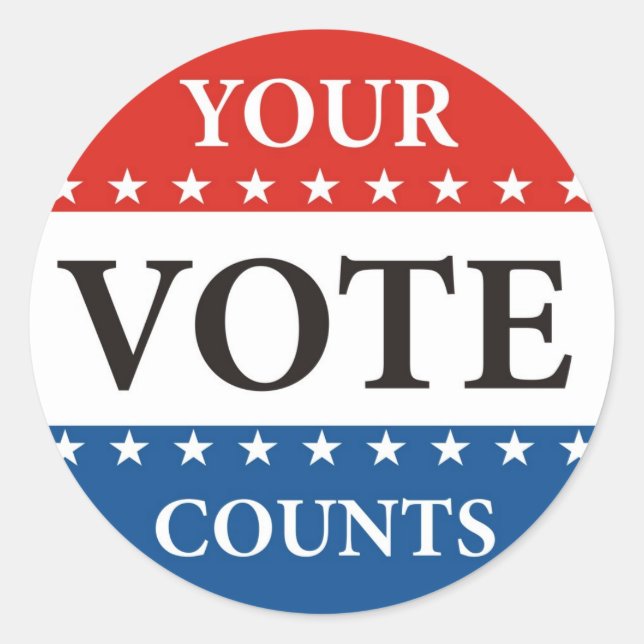 your vote counts usa president elections politics classic round sticker (Front)
