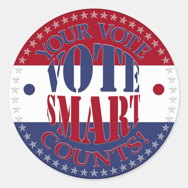 Your Vote Counts Vote Smart Classic Round Sticker (Front)