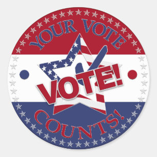 Your Vote Counts VOTE! Star Check Mark Classic Round Sticker