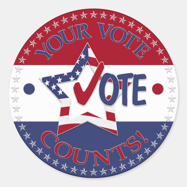 Your Vote Counts Vote Star Classic Round Sticker (Front)