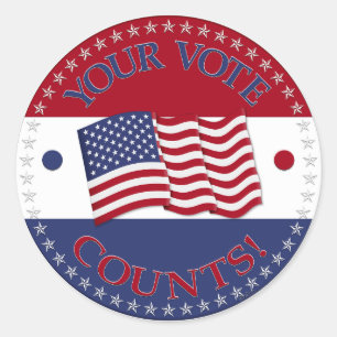 Your Vote Counts with USA Flag Classic Round Sticker