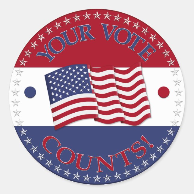 Your Vote Counts with USA Flag Classic Round Sticker (Front)