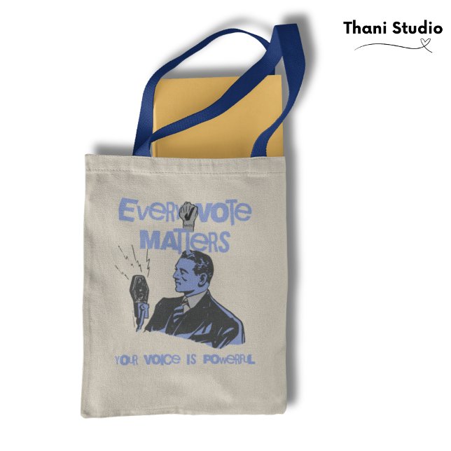 Your Vote Matters Election Political Blue Printed Tote Bag (Creator Uploaded)