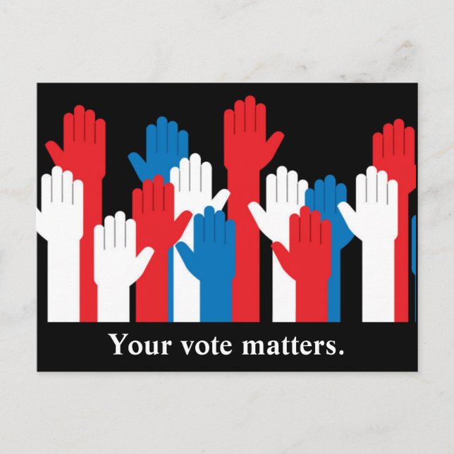 Your Vote Matters Patriotic Hands Postcard (Front)