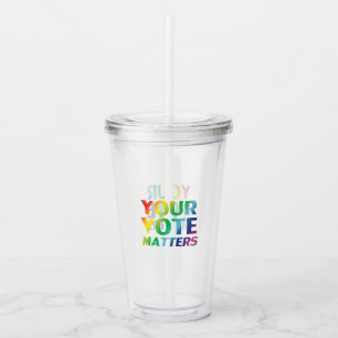 "Your vote matters" pride lgbtq lgbt rainbow colou Acrylic Tumbler
