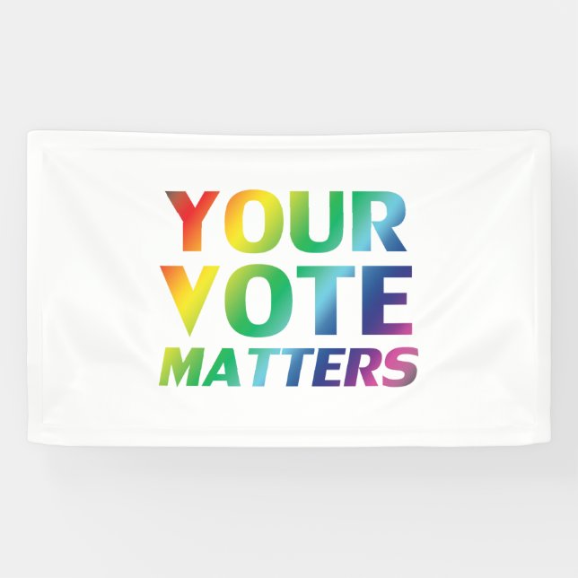 Your Vote Matters - pride lgbtq lgbt rainbow white Banner (Horizontal)