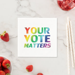 "Your Vote Matters" pride lgbtq lgbt white paper Napkin