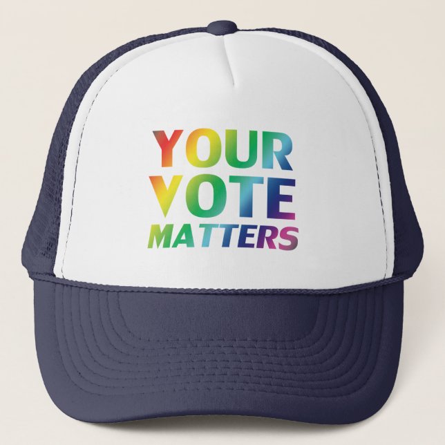 "your vote matters" pride rainbow colours - hat (Front)