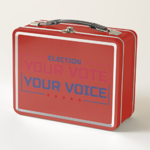 Your Vote Your Voice coloured font Metal Lunch Box