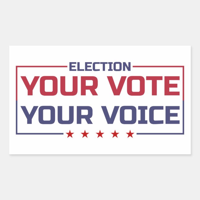 Your Vote Your Voice coloured font Rectangular Sticker (Front)