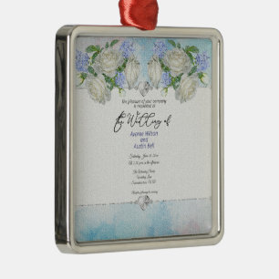 Your Wedding Invitation Photo In A Metal Ornament