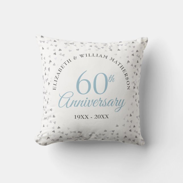 Your Wedding Photo 60th Anniversary Hearts Cushion (Front)