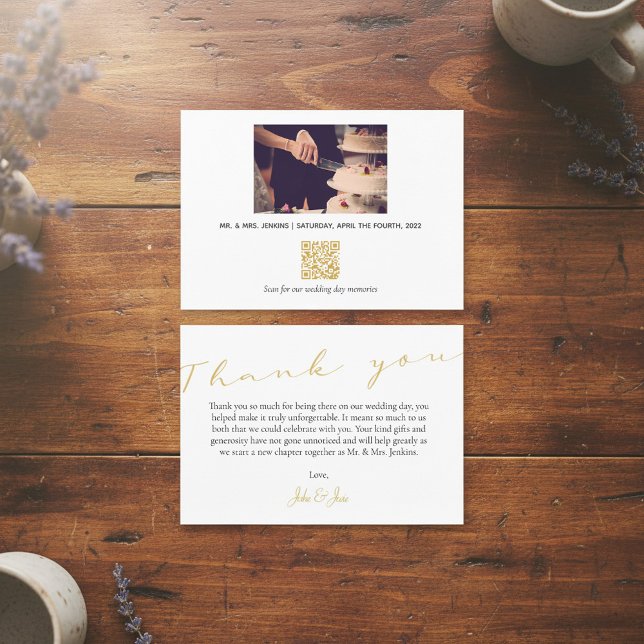 Your wedding photo and memories QR code Thank You  Card (Your wedding photo and memories QR code Thank You.)