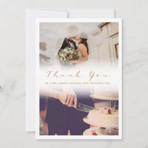 Your wedding photo, faded effect thank you card