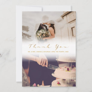 Your wedding photo, faded effect thank you card