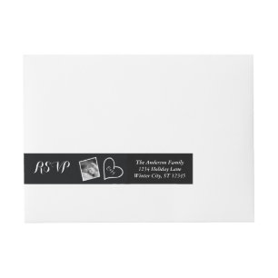 Your Wedding Photo RSVP Black Wraparound Address Label
