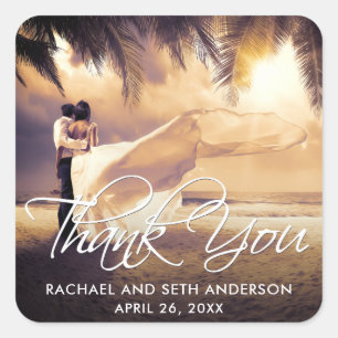 Your Wedding Photo Thank You Square Sticker