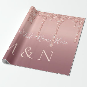 Your Wedding Text Rose Gold Blush Sparkle Glitter Wrapping Paper
