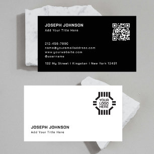 Your White Black 2 Colour Scannable QR Code Logo  Business Card