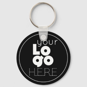 your white business logo on simple black button key ring