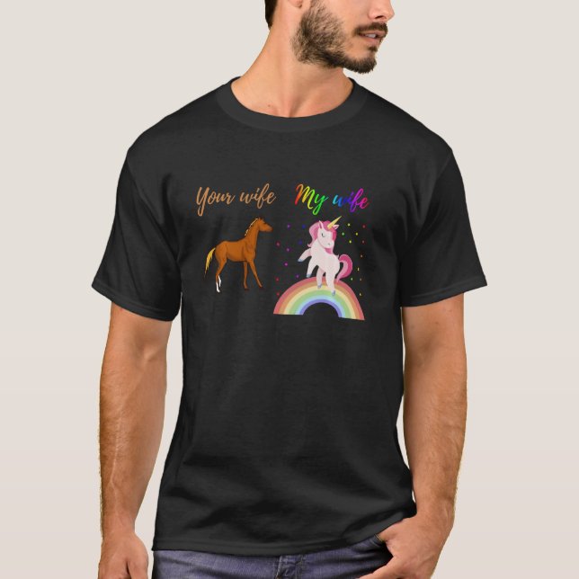 Your Wife My wife Funny Unicorn Design, Men Husban T-Shirt (Front)