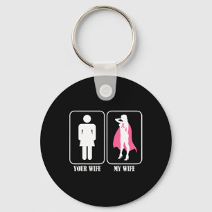 Your Wife My Wife Husnd Breast Cancer Awareness Key Ring