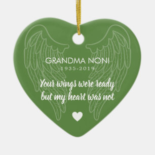 Your Wings Personalised Memorial Heart Ceramic Ornament