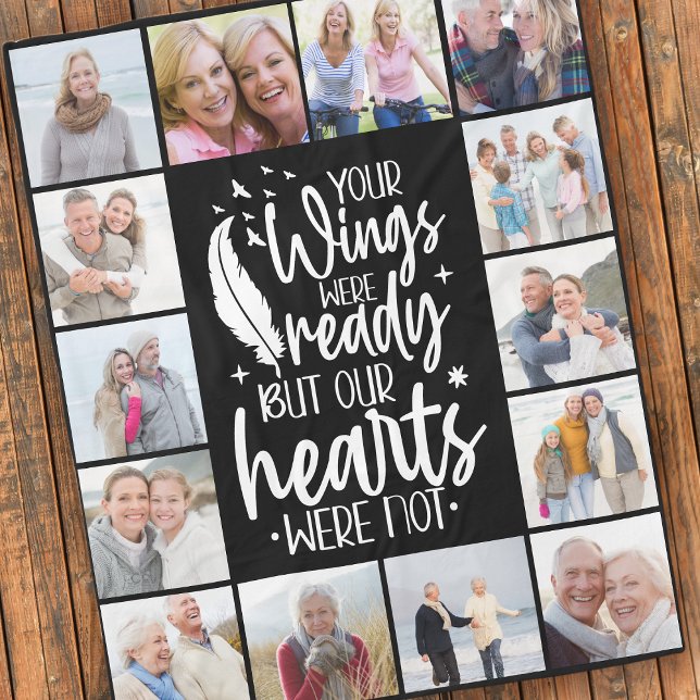 Your Wings Were Ready Multi Photo Memorial Fleece Blanket (Creator Uploaded)
