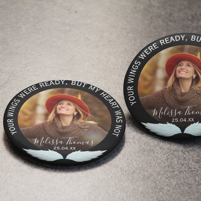 Your Wings Were Ready | Photo Memorial 7.5 Cm Round Badge