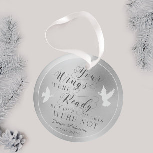 Your Wings Were Ready Photo Memorial Keepsake Dove Glass Tree Decoration