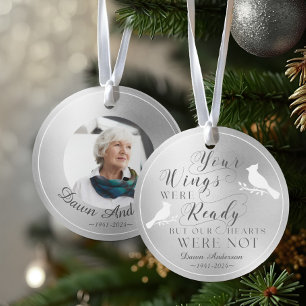 Your Wings Were Ready Silver Memorial Cardinal Ornament