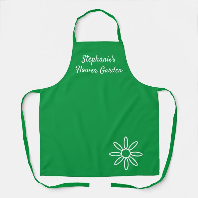 Your Words on Pretty Green & White  Apron (Front)